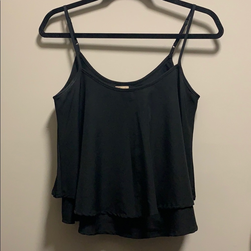 Hollister Black Silk Tank with Layered Detail